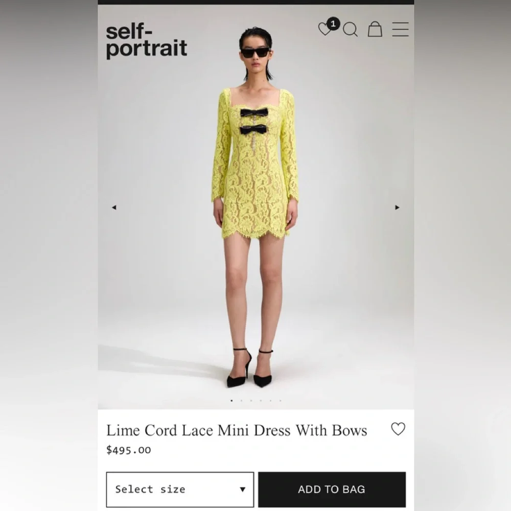 Self Portraits Lime Cord Lace Mini Dress With Bows - Picture 1 of 3
